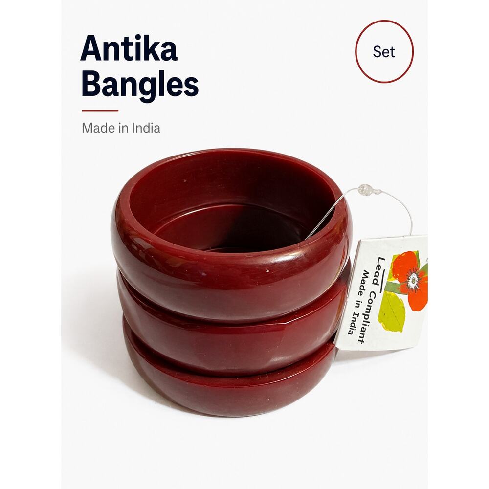 Antika Collection Bangle Set Burgundy Red Resin Stack Bracelets India